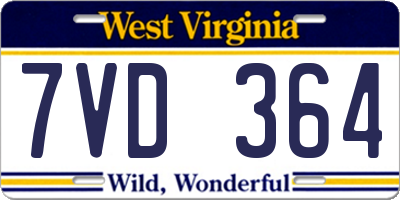 WV license plate 7VD364