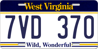 WV license plate 7VD370
