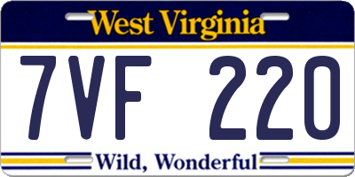 WV license plate 7VF220