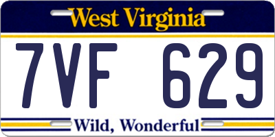 WV license plate 7VF629