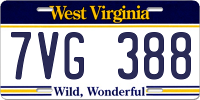 WV license plate 7VG388