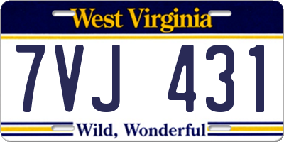 WV license plate 7VJ431
