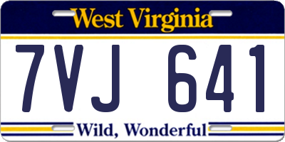 WV license plate 7VJ641