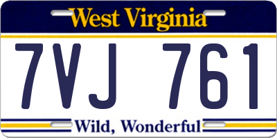 WV license plate 7VJ761
