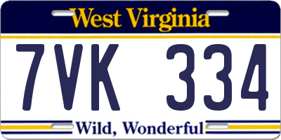 WV license plate 7VK334