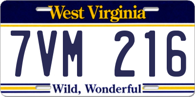 WV license plate 7VM216