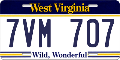 WV license plate 7VM707