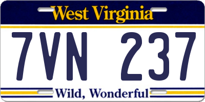 WV license plate 7VN237