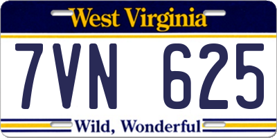 WV license plate 7VN625