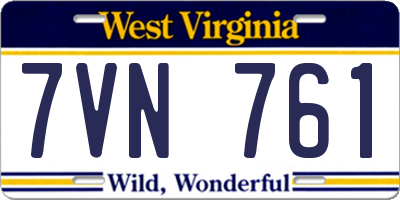 WV license plate 7VN761