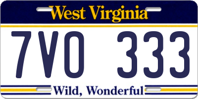 WV license plate 7VO333