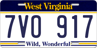 WV license plate 7VO917