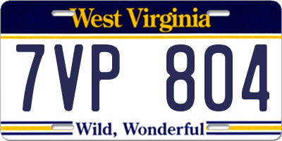 WV license plate 7VP804