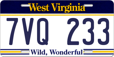 WV license plate 7VQ233