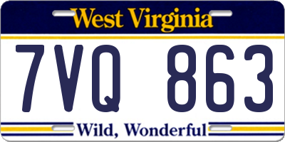 WV license plate 7VQ863