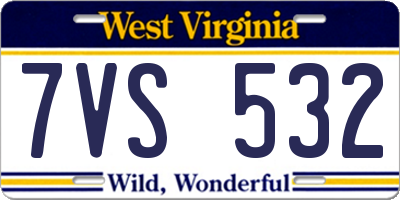 WV license plate 7VS532