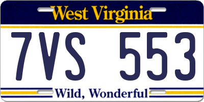 WV license plate 7VS553