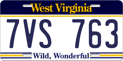 WV license plate 7VS763