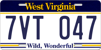 WV license plate 7VT047