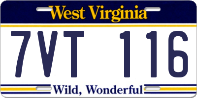 WV license plate 7VT116