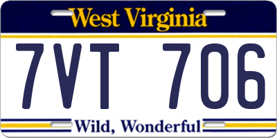 WV license plate 7VT706
