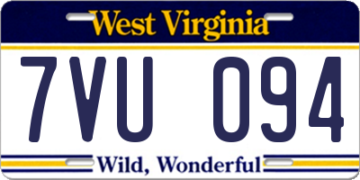 WV license plate 7VU094