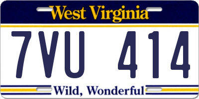 WV license plate 7VU414