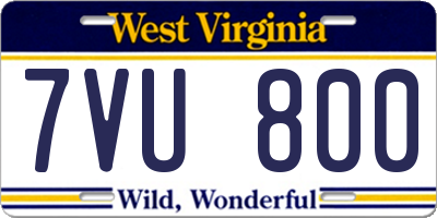 WV license plate 7VU800