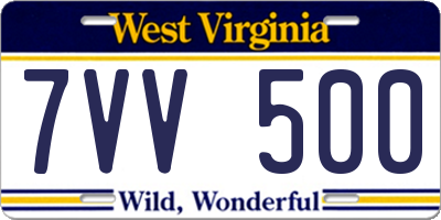 WV license plate 7VV500