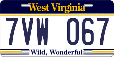 WV license plate 7VW067