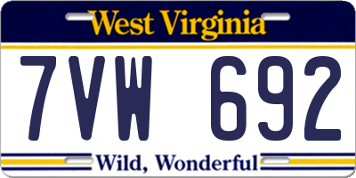 WV license plate 7VW692