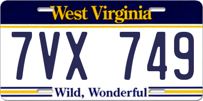 WV license plate 7VX749