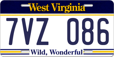 WV license plate 7VZ086