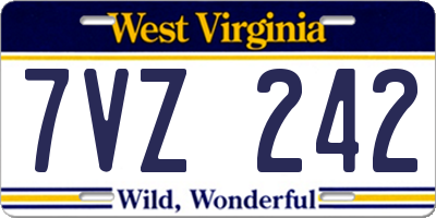 WV license plate 7VZ242