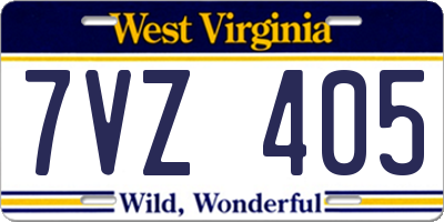 WV license plate 7VZ405