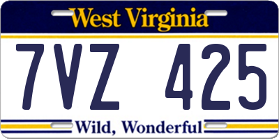 WV license plate 7VZ425