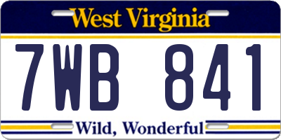WV license plate 7WB841