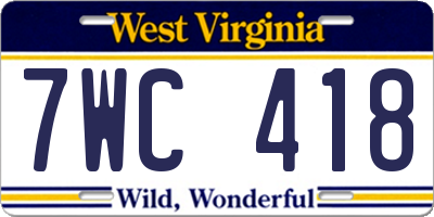 WV license plate 7WC418