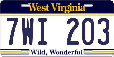 WV license plate 7WI203
