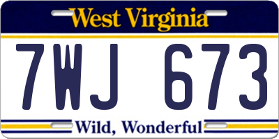 WV license plate 7WJ673