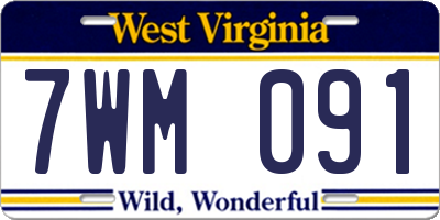 WV license plate 7WM091