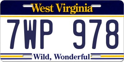 WV license plate 7WP978