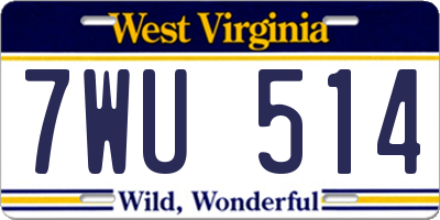 WV license plate 7WU514