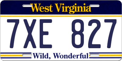 WV license plate 7XE827