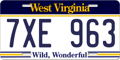 WV license plate 7XE963
