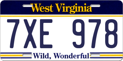 WV license plate 7XE978