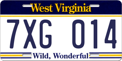 WV license plate 7XG014