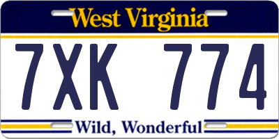 WV license plate 7XK774