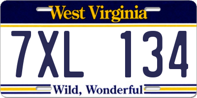 WV license plate 7XL134
