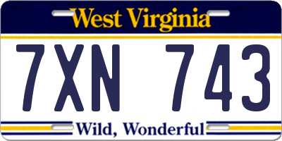 WV license plate 7XN743